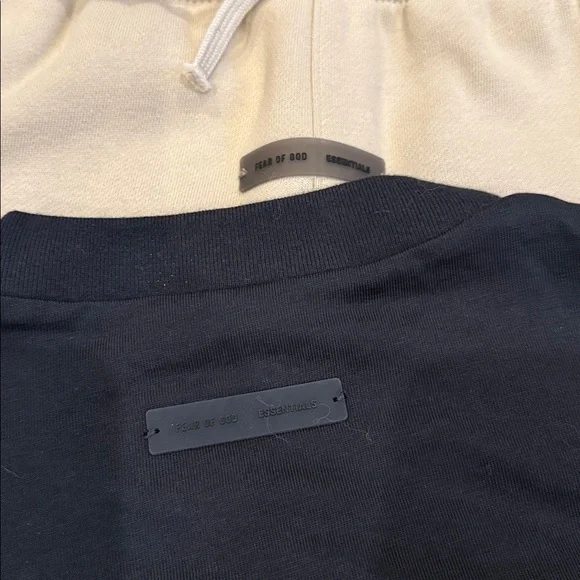 Fear of God Essentials Black Tee and Cream Joggers - Picture 8 of 9